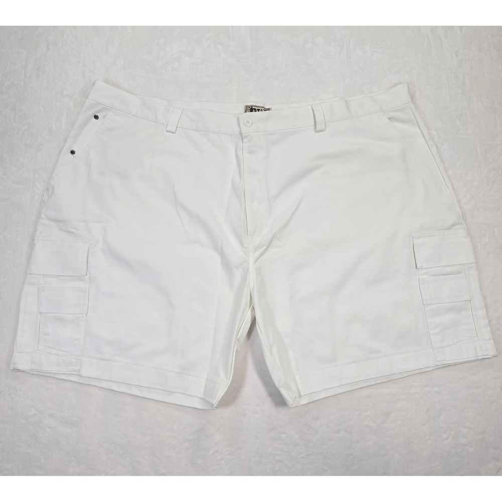 BTLU Mens White Cargo Shorts Size 54 Cotton Blend Multi Pocket Casual Twill